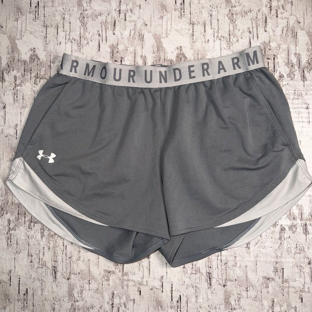 Under Armour Heatgear Women’s Large Play Up 3.0 Shorts Gray Loose Fit Pockets